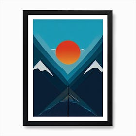 Whakapapa, New Zealand Modern Illustration Skiing Poster Art Print