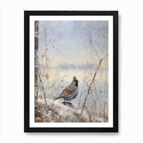 Vintage Winter Animal Painting Grouse 1 Art Print