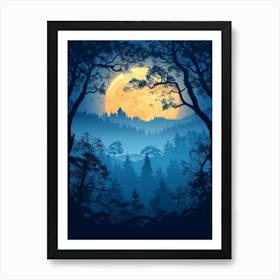 Full Moon In The Forest 5 Art Print