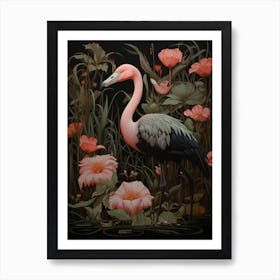 Dark And Moody Botanical Flamingo 3 Poster