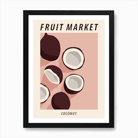 Fruit market Coconut, Exotic food art, Retro print Art Print