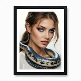 Beautiful Woman With A Snake 2 Art Print