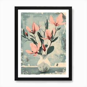 Magnolia Flowers In A Vase Art Print