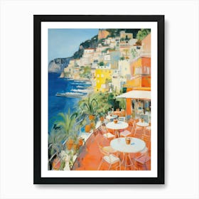 Positano, Amalfi Coast   Italy Beach Club Lido Watercolour 3 Art Print