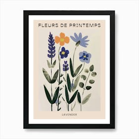 Spring Floral French Poster  Lavender 1 Art Print