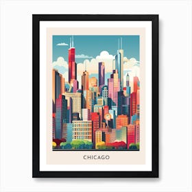 Chicago Colourful Travel Poster 10 Art Print