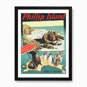 Phillip Island Australia Vintage Travel Poster Art Print