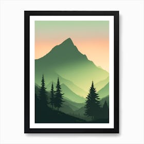 Misty Mountains Vertical Composition In Green Tone 193 Art Print