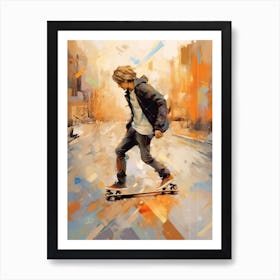 Skateboarding In Oslo, Norway Drawing 2 Art Print