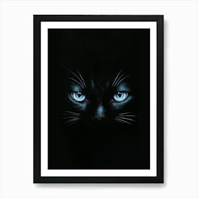 Black Cat With Blue Eyes Art Print