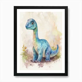 Cute Cartoon Iguanodon Dinosaur 3 Art Print