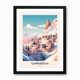 Vintage Winter Travel Poster Cappadocia Turkey 2 Art Print