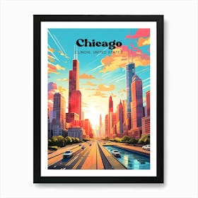 Chicago Illinois United States Midwest Modern Travel Art Art Print