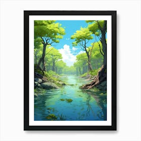 Mangrove Forests Cartoon 4 Art Print