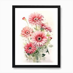 Beehive With Gerberas Watercolour Illustration 2 Art Print