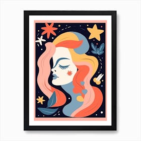 Virgo Illustration Zodiac Star Sign 5 Art Print