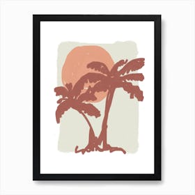 Palms Sun Warm Colours Art Print