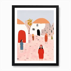 Holidays In Morocco, Tiny People And Illustration 2 Art Print
