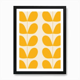 Mid Century Modern Leaf Print Yellow Art Print