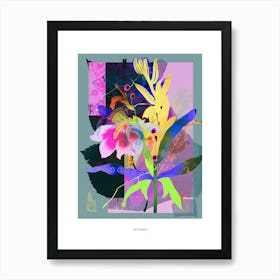 Larkspur 3 Neon Flower Collage Poster Art Print