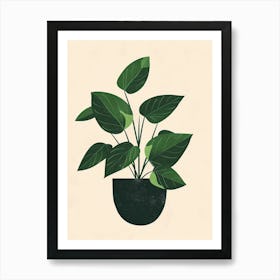 Pothos Plant Minimalist Illustration 4 Art Print