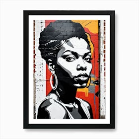 Vintage Graffiti Mural Of Beautiful Black Woman 84 Art Print