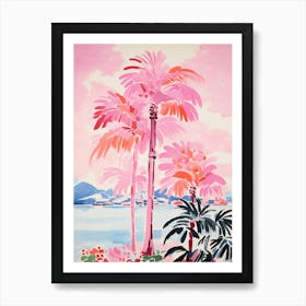 Pink Palm Trees Painting Art Print