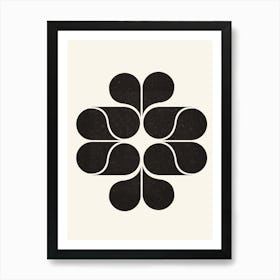 Black Geometry Flower Art Print