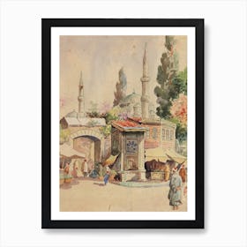 Ancient Gate Near Aya Sophia Mosque, Abdul Qadir Al Rassam Art Print