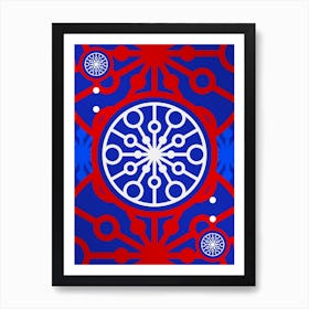 Geometric Glyph in White on Red and Blue Array n.0064 Art Print