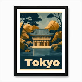 Aihrgdesign A Retro Travel Poster For Tokyo Featuring The Tra 5aada3b2 4ef4 42d5 Af64 Fbfd0a6bb089 0 Art Print