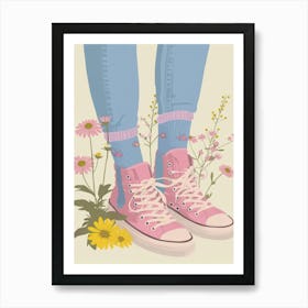 Pink Sneakers And Flowers 7 Art Print