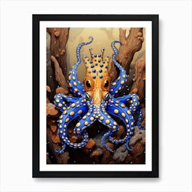 Blue Ringed Octopus Illustration 9 Art Print