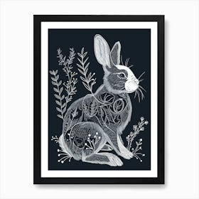 Harlequin Rabbit Minimalist Illustration 1 Art Print