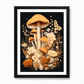 Fall Mushroom Illustration 5 Art Print