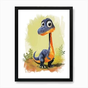 Cute Troodon Dinosaur Watercolour 4 Art Print