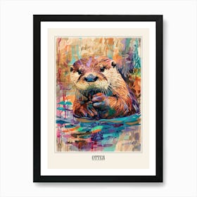 Otter Colourful Watercolour 4 Poster Art Print