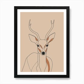 Antelope - Boho, Line Art 2 Art Print