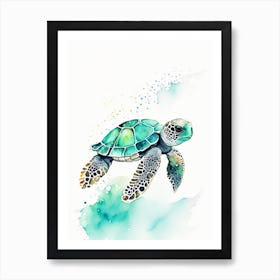 Conservation Sea Turtle, Sea Turtle Minimalist Watercolour 2 Art Print