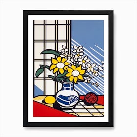 Aster Flower Still Life  3 Pop Art Style Art Print