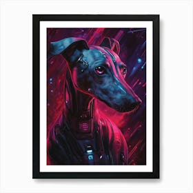 Whippet Cyber Punk Sci Fi Art Print
