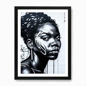 Graffiti Mural Of Beautiful Black Woman 214 Art Print