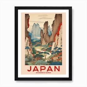 Shosenkyo Gorge, Visit Japan Vintage Travel Art 3 Poster Art Print