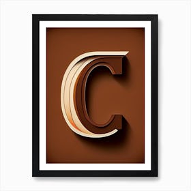 C  Chocolate, Letter, Alphabet Retro Minimal 3 Art Print