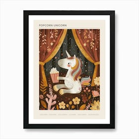 Unicorn Eating Popcorn Muted Pastels 1 Poster Art Print