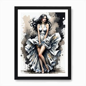 Girl In A White Dress 1 Art Print