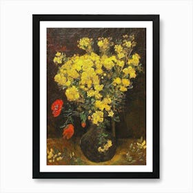 Yellow Flowers In A Vase Art Print