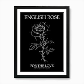 English Rose Black And White Line Drawing 31 Poster Inverted Art Print