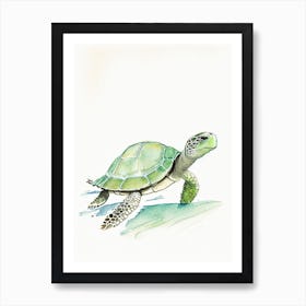 Conservation Sea Turtle, Sea Turtle Pencil Illustration 1 Art Print