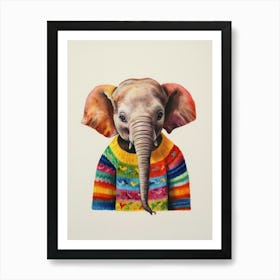 Baby Animal Wearing Sweater Elephant 2 Art Print